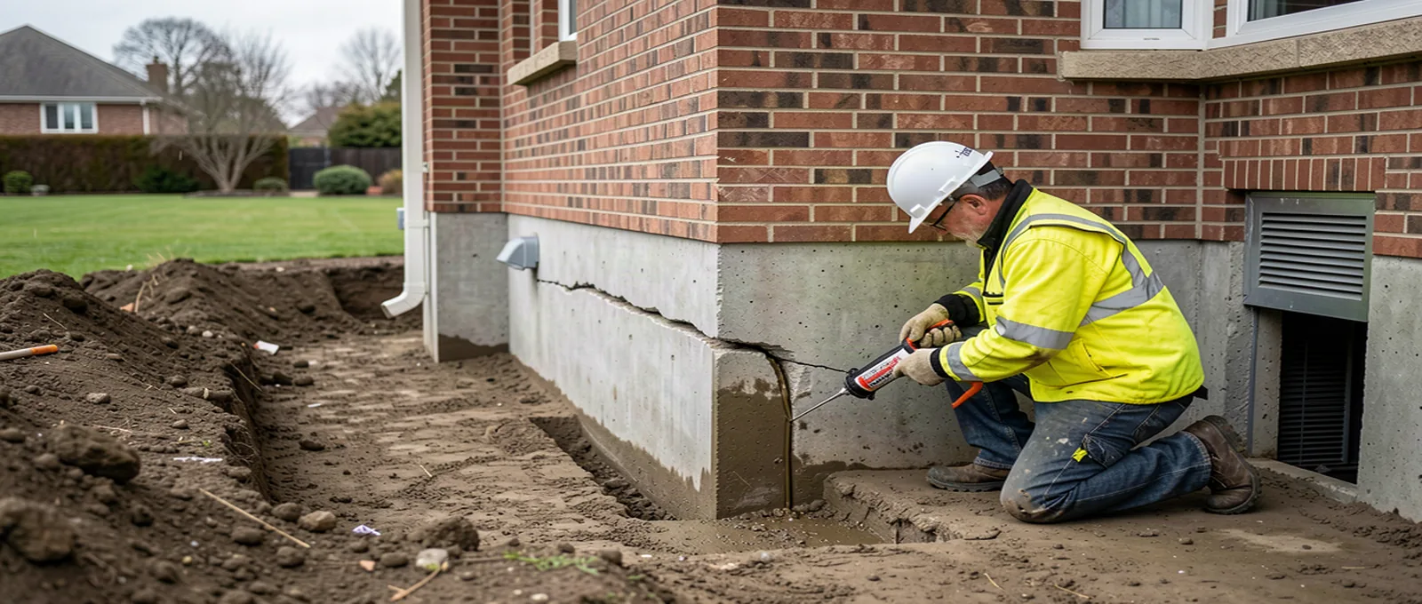 Foundation repair contractor on a job site in Shreveport, LA