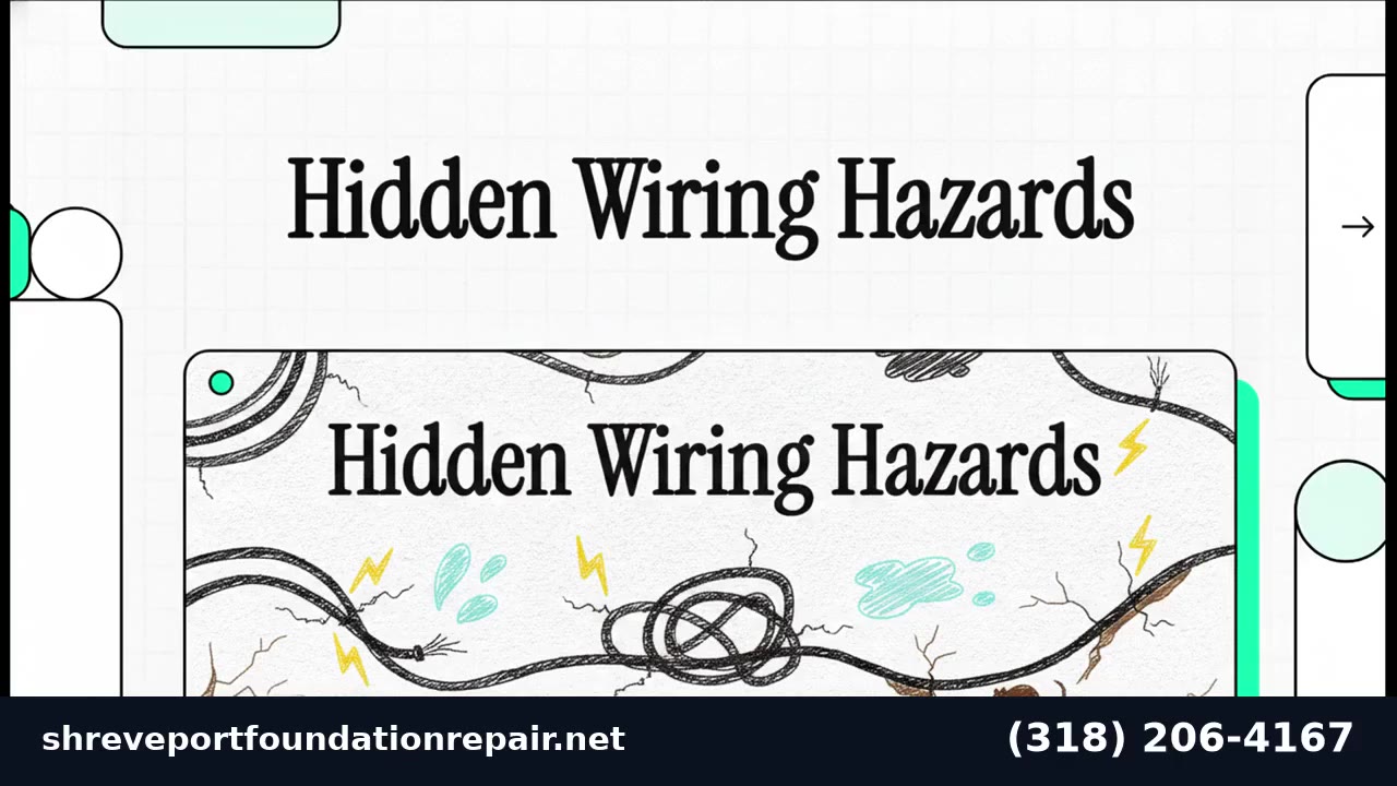 Non-metallic electrical cable hanging over damp soil in a crawl space